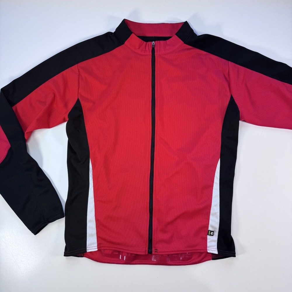 CANNONDALE Full Zip Long Sleeve Cycling Jersey Shirt Mens Large Red Pockets